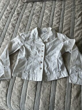 dressbarn White Denim Button-Front Jacket